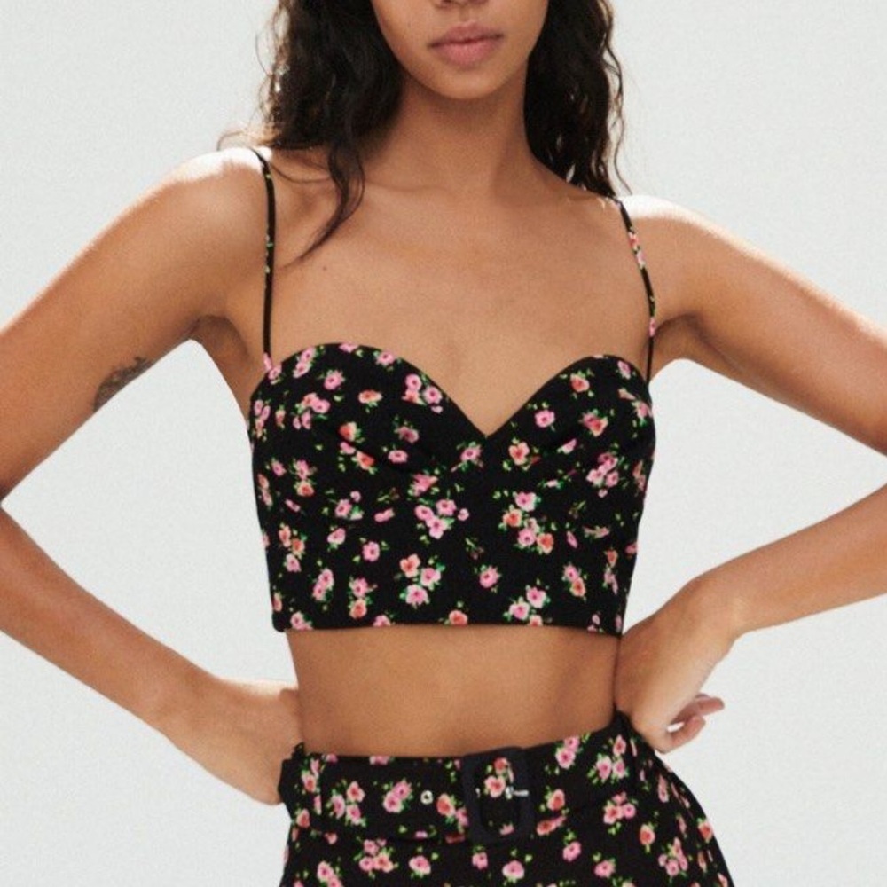 Zara NEW Floral Corset Bustier Crop Top Size Small
